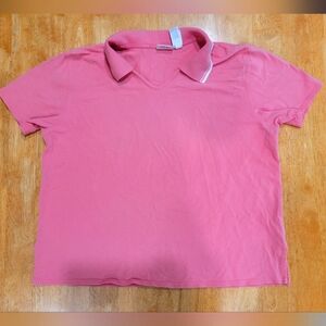 Villager Sport Liz Claiborne pink polo top shirt